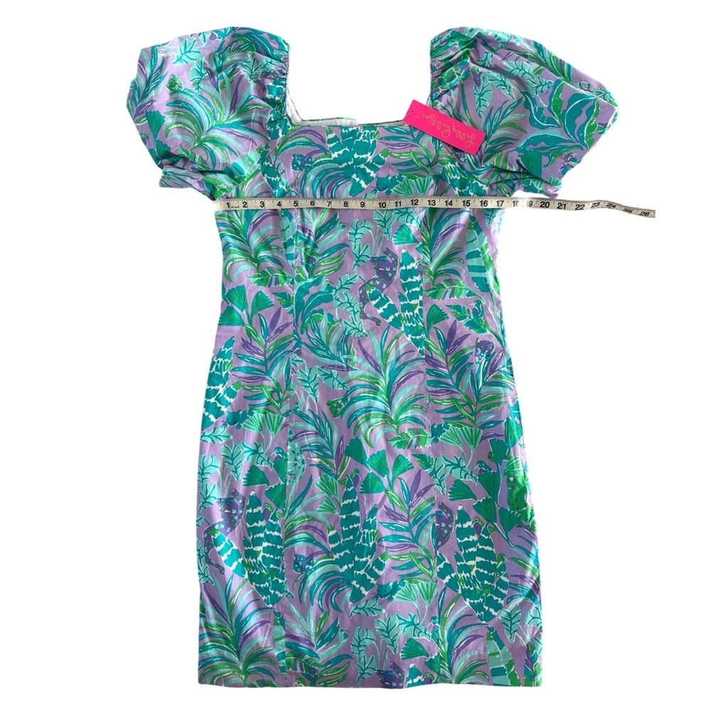 Lilly Pulitzer Lettie Mini Dress Puff Sleeve On the Chase Purple Iris 8 NWT $198 - Picture 6 of 15